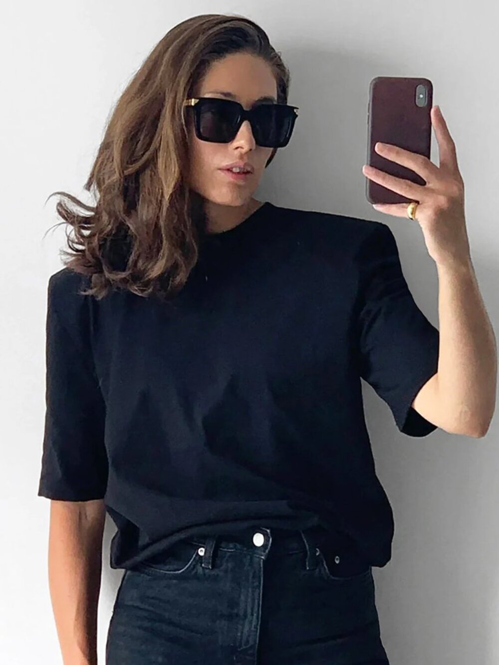 The Frankie Shop Black Relaxed Short Sleeve Tee